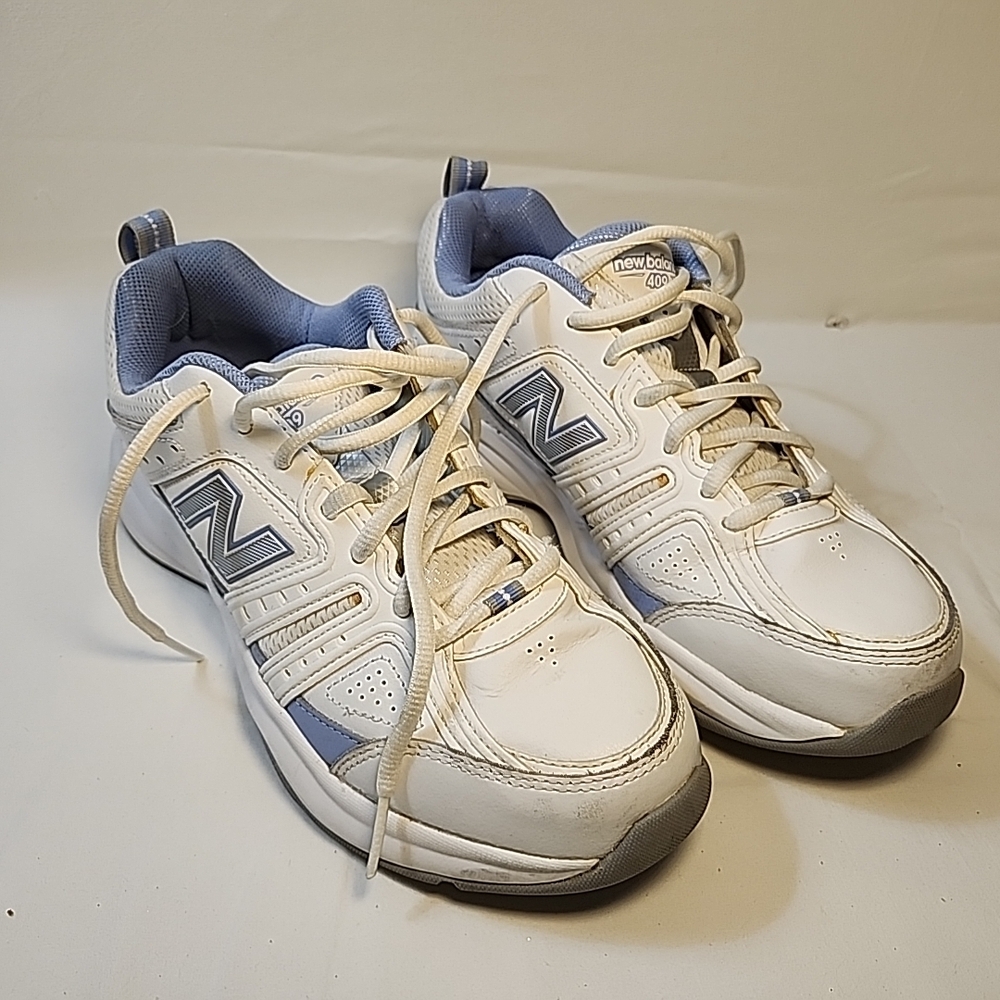 New Balance Womens White and Blue Sneakers